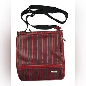 Travelon Crossbody Bag Red Striped Nylon Adjustable Strap Retro Y2K Expandable